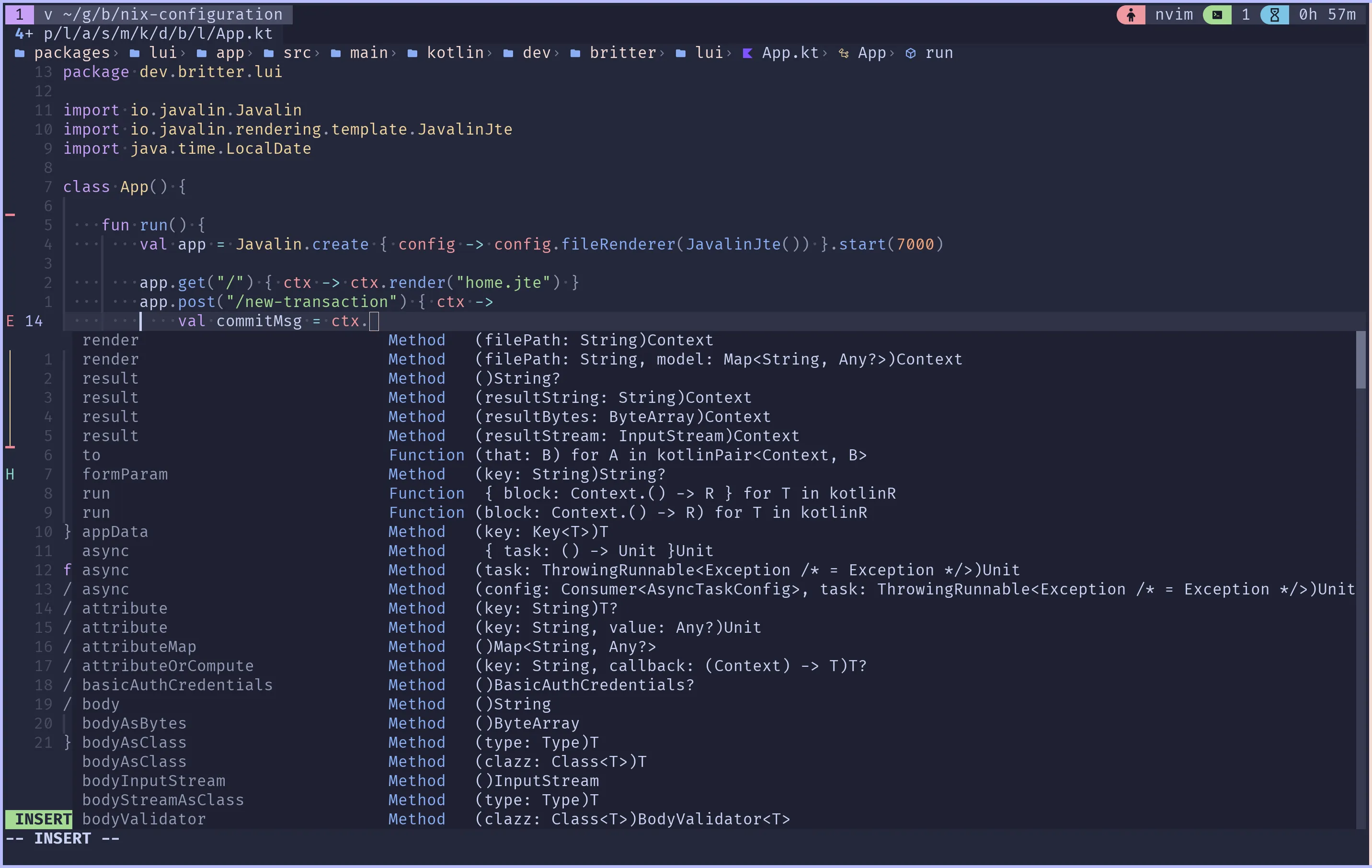 Code compition popup